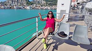 Whoa, Stepmom Flashes Big Tits and Pussy Publicly Recalling Stepson Beach Vacation Bang!