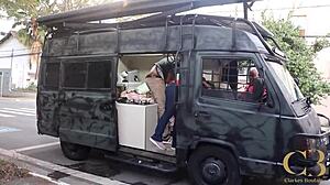 Granny Bareback Fucked in City Trailer Home BTS