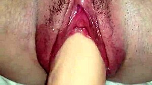 Whore wife chokes on monster cock while huge dildo stretches her wide