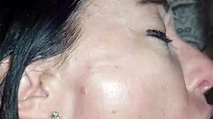 Whore wife chokes on monster cock while huge dildo stretches her wide