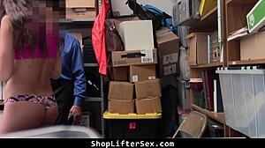 LP Officer Drags Shoplifter to Backroom for Bent Over Latina Pounding