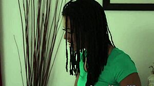 ebony teen masseuse fingers black cougar in lesbian massage!