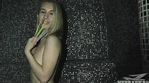 lil karla's 18yo blonde spinner pussy gets glowstick stretched wide