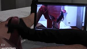 handjob in gloves for fan watching my cumshot vid preview