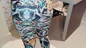 Damn She Scores New Leggings and Body-Hugging Lycra for Intense Groping Handjob Tease!