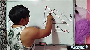 Nerdy Asian Teacher with Brown Eyes Teases Student in Bedroom Sexual Math Lesson