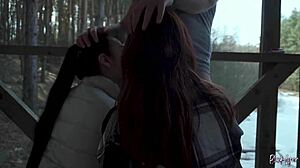 We Suck Huge Cock Together In Public Vacation Threesome Swallowing Cum Mouthful