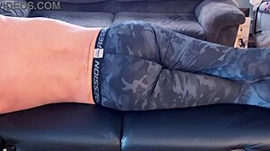 Watch Her Muscular Body Stretch in Tight Leggings on Massage Table HD!