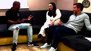 cuckold husband watches brunette kiss black bull as his porn dream turns real