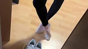 girl wakes to smelly nylon socks and barefoot feet fetish