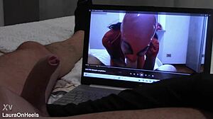 handjob in gloves for fan watching my cumshot vid preview