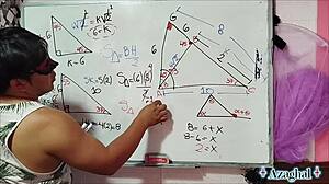 Nerdy Asian Teacher with Brown Eyes Teases Student in Bedroom Sexual Math Lesson