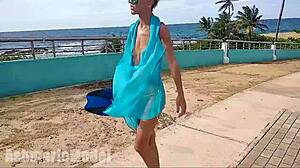 hairy latina teen flashes wet pussy n ass underwater at beach 🏖️💦👙