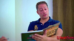 teacher rams dick deep in slutty student's tight pussy after class