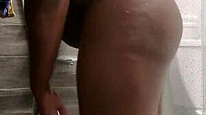 Amateur big tits babe masturbates wet ass and boobs in shower