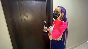 Petite African hooker arrives at hotel surprised by old man's rough demands