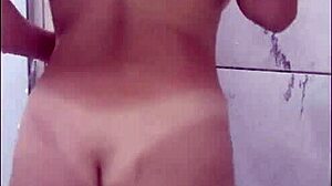 big tits latina milf fingers ass and pussy in steamy shower solo