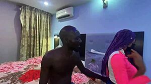 Petite African hooker arrives at hotel surprised by old man's rough demands