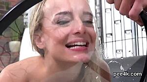 exceptional babe's tight snatch filled with warm urine bursts