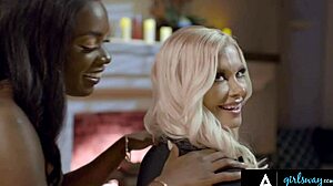 ana foxxx tempts busty bestie with surprise dildo play