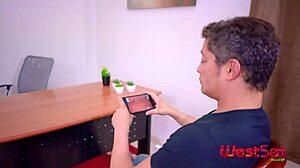 guy caught watching porn in interview she gets horny fucks him rafella erick