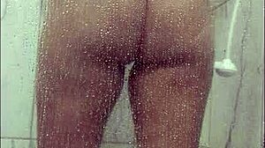 big tits latina milf fingers ass and pussy in steamy shower solo