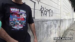 damn this hot brazilian brunette ass shakes for stranger while hubby's watching