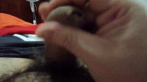 guy strokes cock solo after steamy massage till he cums hard