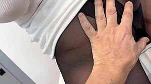 Mature Milf in Pantyhose Heels Auditions with Deep Cock Sucking Facial Finish