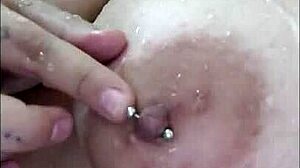 big tits latina milf fingers ass and pussy in steamy shower solo