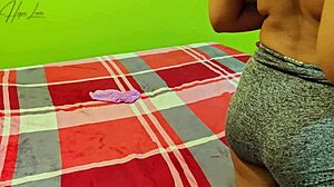 big ass milf oiled up after gym takes rough doggystyle pounding on bed