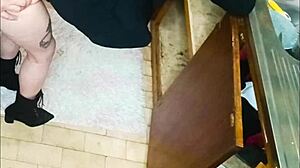 Fucking neighbor turns sink fix into quickie ride.