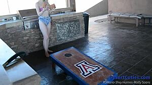 Shey Holmes And Two Skinny College Ebony Girls Naked Outdoor Cornhole