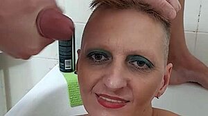 ohh godd german milf sandra's face drippin with thick cumshot i luv her sloppy finish!!