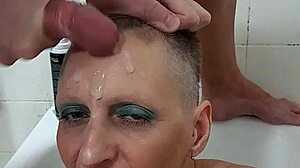 ohh godd german milf sandra's face drippin with thick cumshot i luv her sloppy finish!!