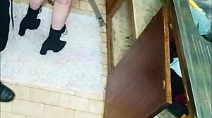 Fucking neighbor turns sink fix into quickie ride.