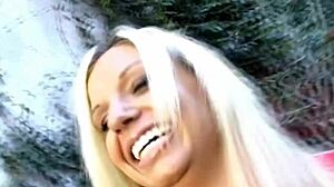 busted blonde shows off pierced big nipples