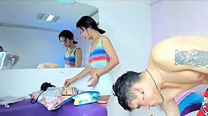 horny latina milf helena blows friend's monster cock deepthroat style