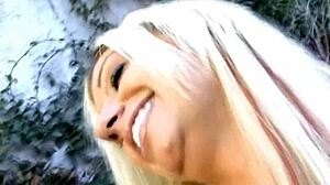 busted blonde shows off pierced big nipples