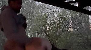 big ass black milf moans loud taking monster cock public outdoor quickie cumshot