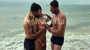 curvy african slut bent over beach sand taking my monster cock and bruno abate's in public threesome