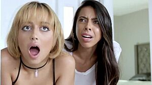 Stepdaughter's small tits bounce as monster cock stretches her young pussy hardcore!