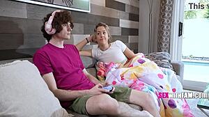 step sis sneaks joystick rides in secret game moments