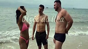 curvy african slut bent over beach sand taking my monster cock and bruno abate's in public threesome