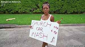 Church girls hop on bang bus for easy interracial blowjobs and facials!