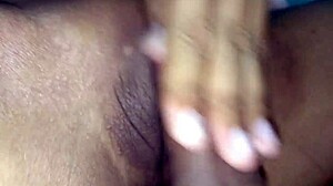 Spreading wet tight pussy rubbing clit on throbbing cock to intense orgasm