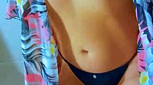 Brazilian Beauty Showers Big Ass in Black Thong