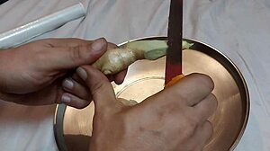 Ginger figging teases her anus for first-time sub training