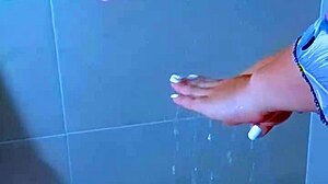 Brazilian Beauty Showers Big Ass in Black Thong