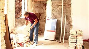 German Wife's Huge Natural Bouncing Boobs Seduce Worker for Rough Cheating Fuck